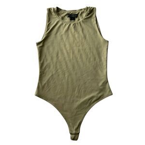 House of Harlow Olive Green Sleeveless Bodysuit Basic Tank Top Snap Closure‎